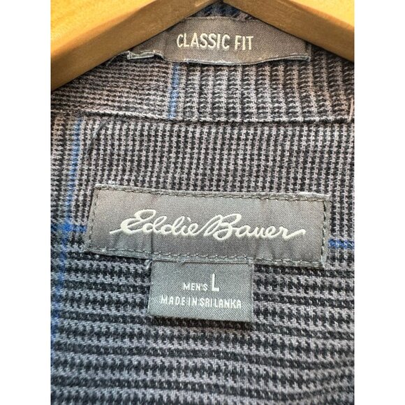 Eddie Bauer Classic Fit Mens Large Button-Up Shirt Gray Blue - Picture 2 of 10